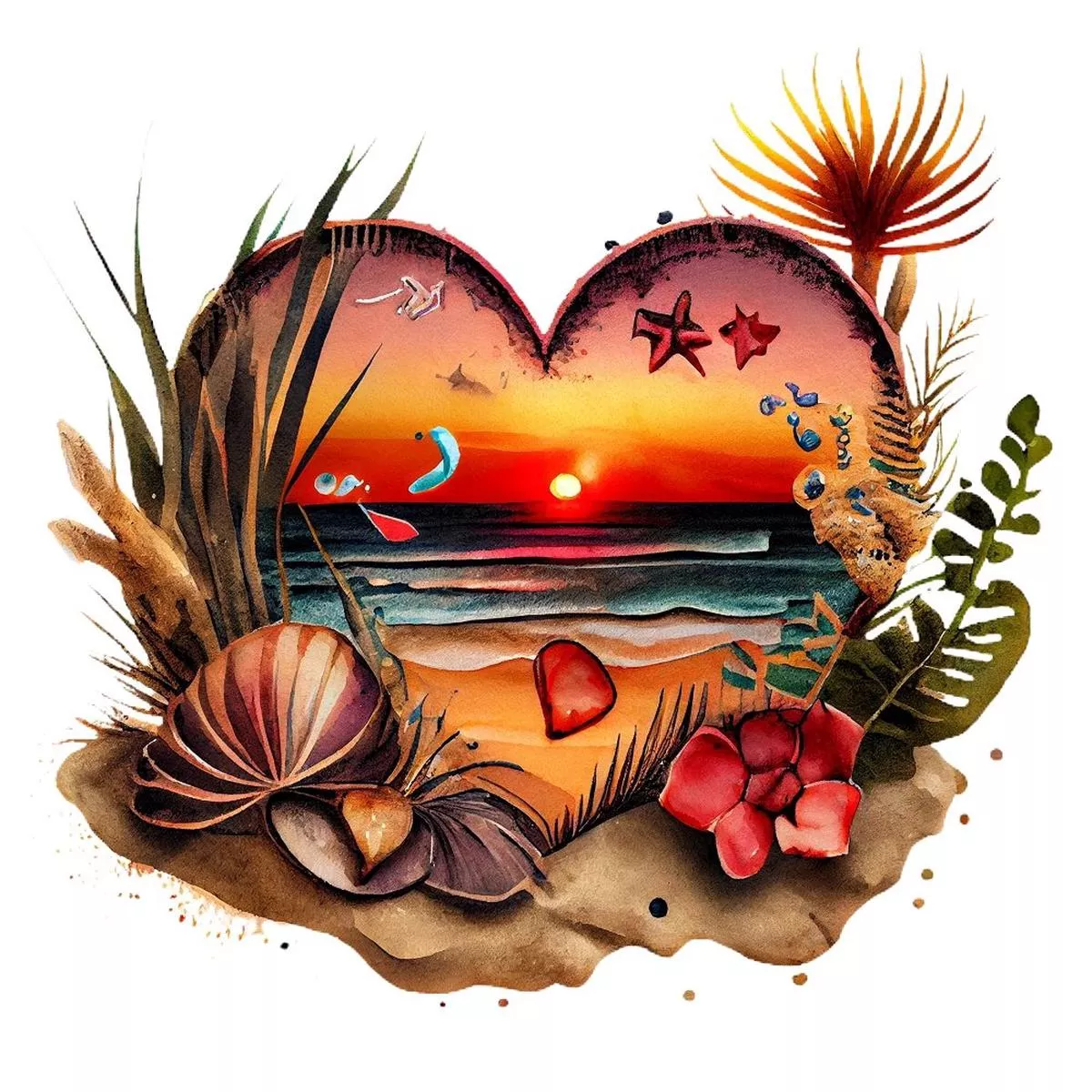retro-beach-heart-1-fabric-panel Retro Beach Heart #1 Fabric Panel