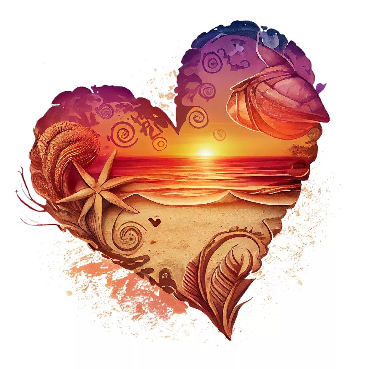 retro-beach-heart-5-fabric-panel Retro Beach Heart #5 Fabric Panel