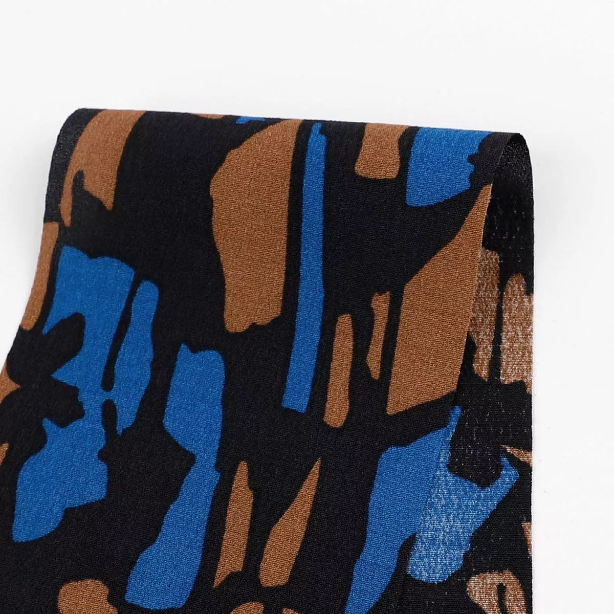 Retro Camo Viscose Crepe – Cobalt