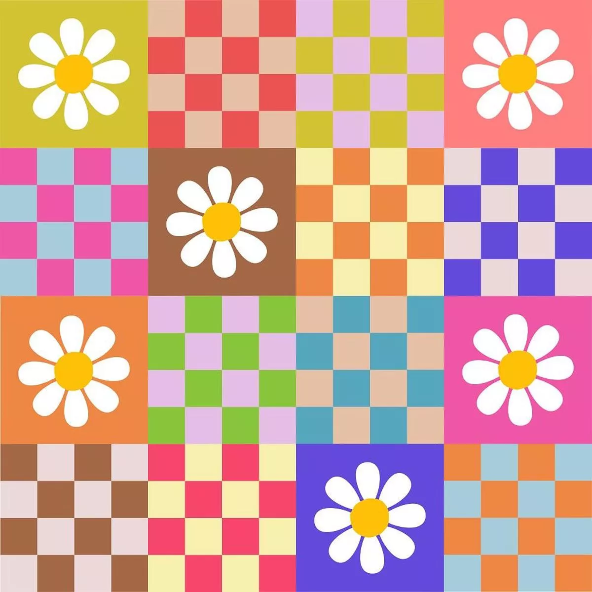 retro-geometric-checkered-pattern-5-fabric Retro Geometric Checkered Pattern #5 Fabric