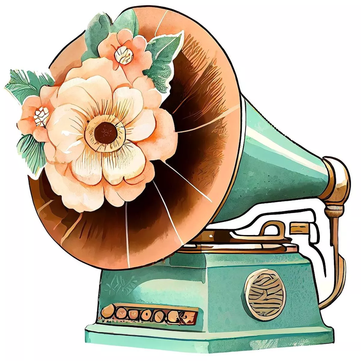 retro-gramophone-4-fabric-panel Retro Gramophone #4 Fabric Panel