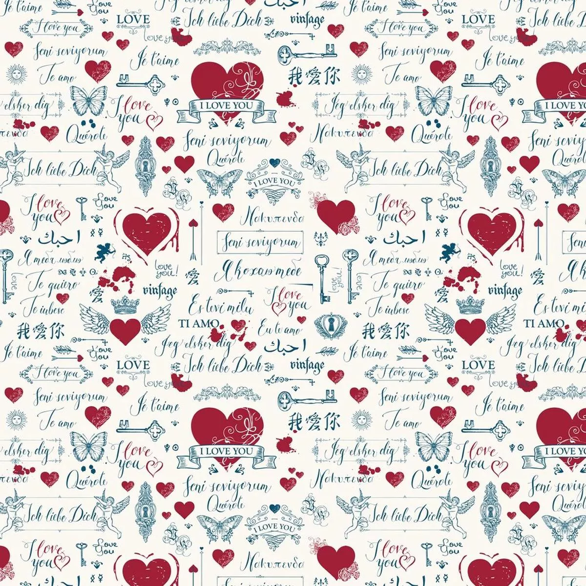 Retro Love Letters Fabric Variation 1