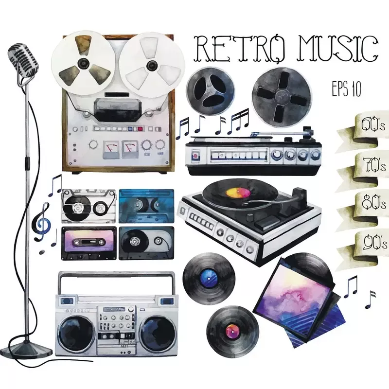 retro-music-devices-fabric-panel Retro Music Devices Fabric Panel