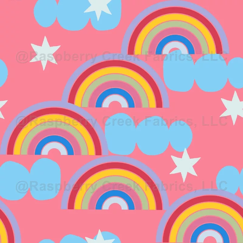 retro-rainbow-star-pattern-on-pink Retro Rainbow and Star Pattern on Pink