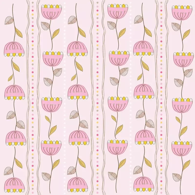 Retro Roses & Dots Fabric – Pink