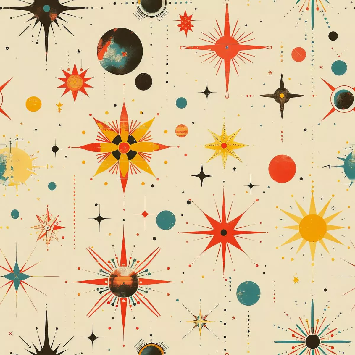 Retro Starburst Pattern 23 Quilting Cotton Fabric