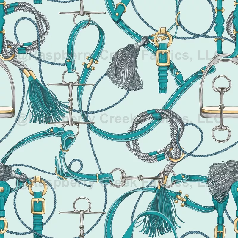 rider-chic-light-jade-with-teal-tack Rider Chic – Light Jade with Teal Tack