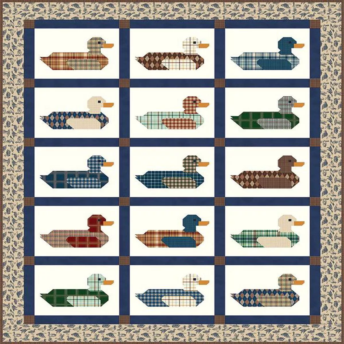 Riley Blake Designs Bluebird Patterns Plaid Mallards Quilt Pattern P100-MALLARDS