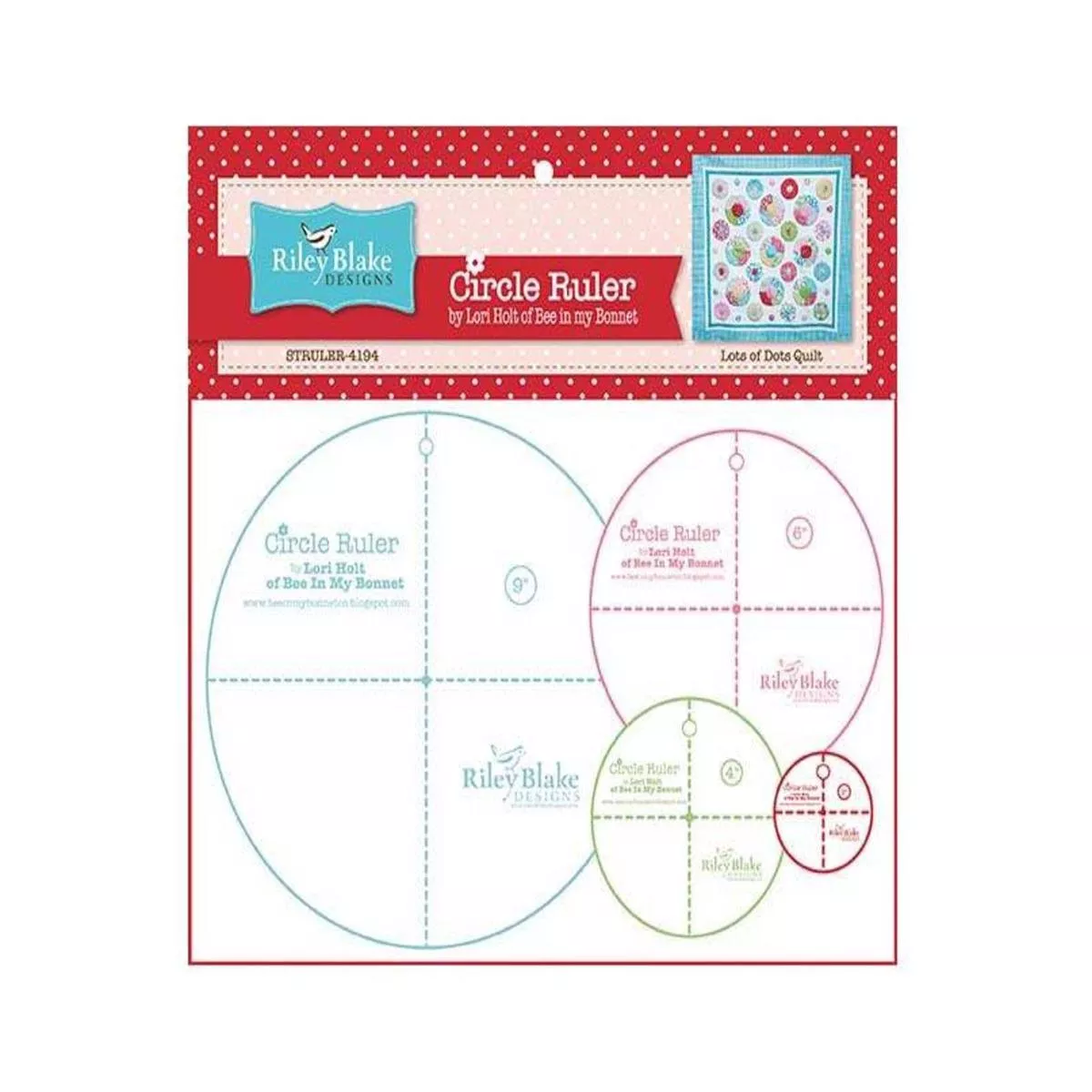 Riley Blake Designs Lori Holt Circle Ruler Set 4pc STRULER-4194