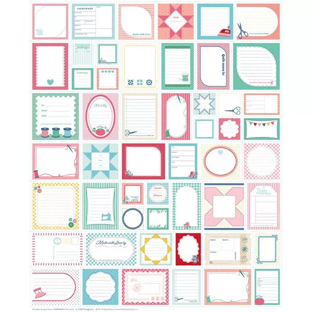 Riley Blake Quilt Label Panel in Multicolor