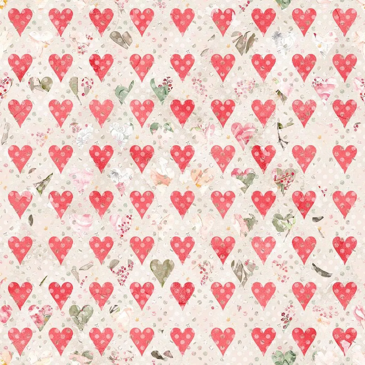 romantic-bouquets-hearts-on-dots-fabric-tan Romantic Bouquets Hearts on Dots Fabric – Tan