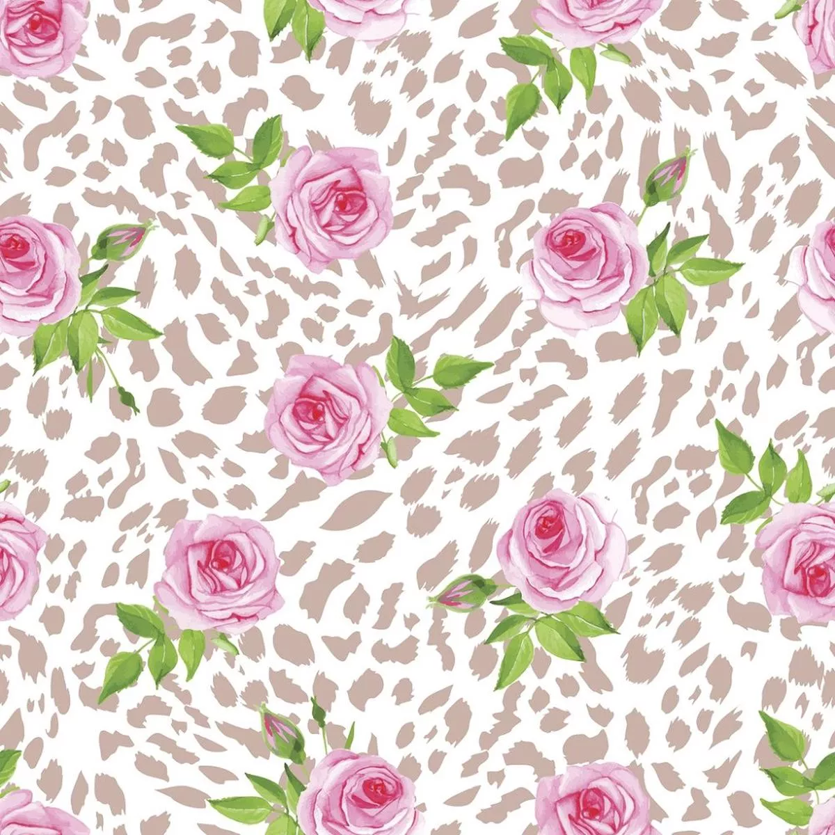 Roses on Leopard Skin Fabric