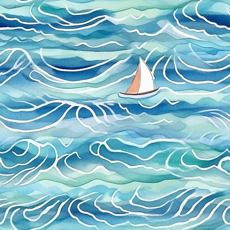 Sailboat on the Waves Fabric