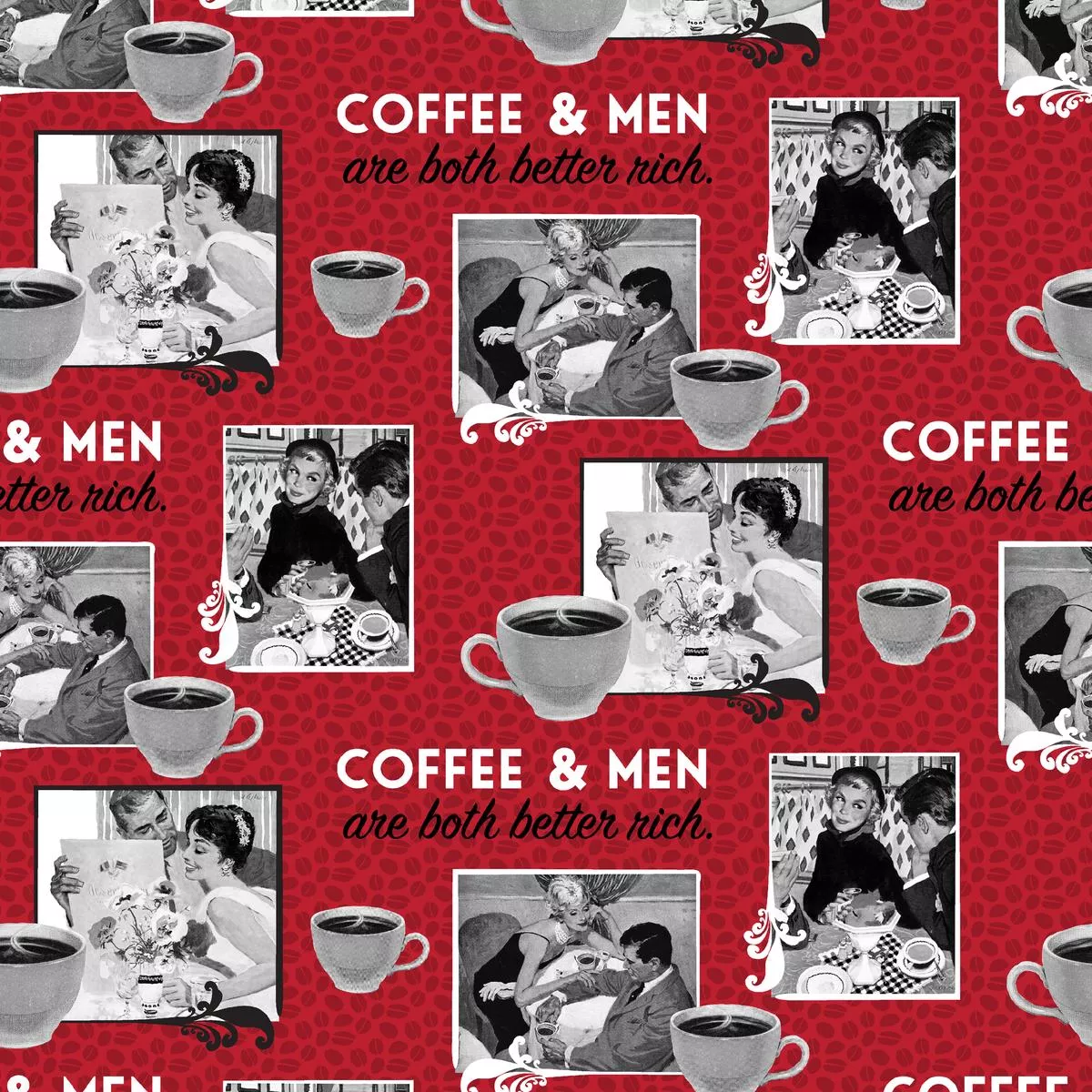 saturday-evening-post-caffeinated-wit-ruby-red-retro-fabric Saturday Evening Post – Caffeinated Wit – Ruby Red Retro Fabric