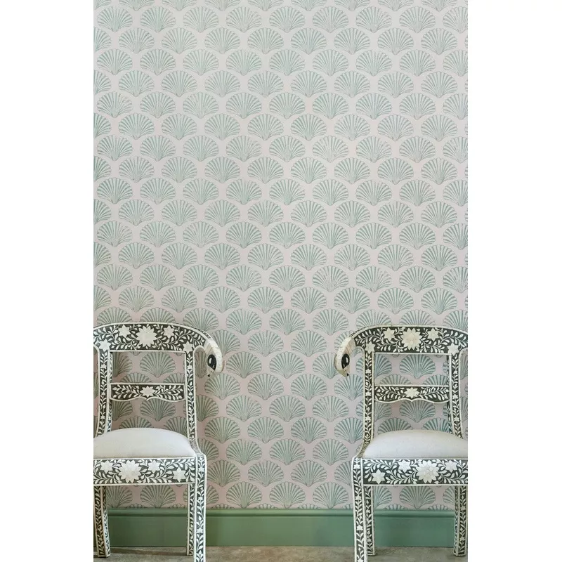 Scallop Shell – Plaster Green Wallcovering