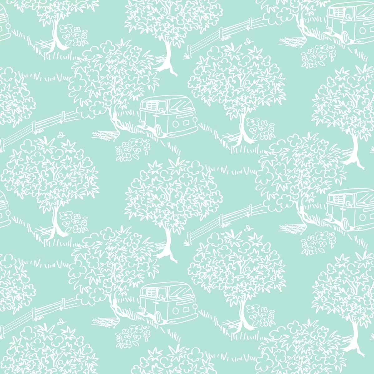 scenic-trees-on-aqua-fabric Scenic Trees on Aqua Fabric