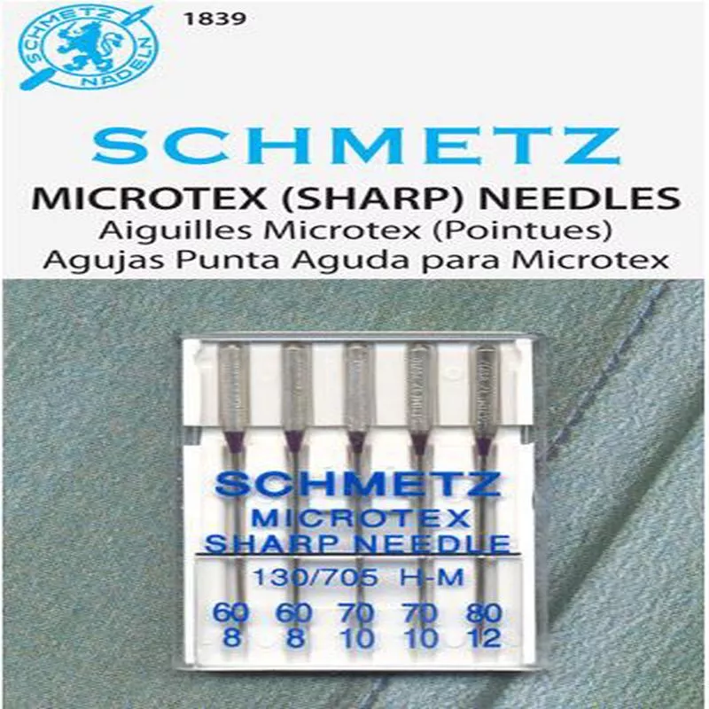 schmetz-5pk-assorted-microtex-sharp-sewing-machine-needles-1839-130-705h-m-15-1 Schmetz 5pk Assorted Microtex (Sharp) Sewing Machine Needles 1839 130/705H-M 15×1