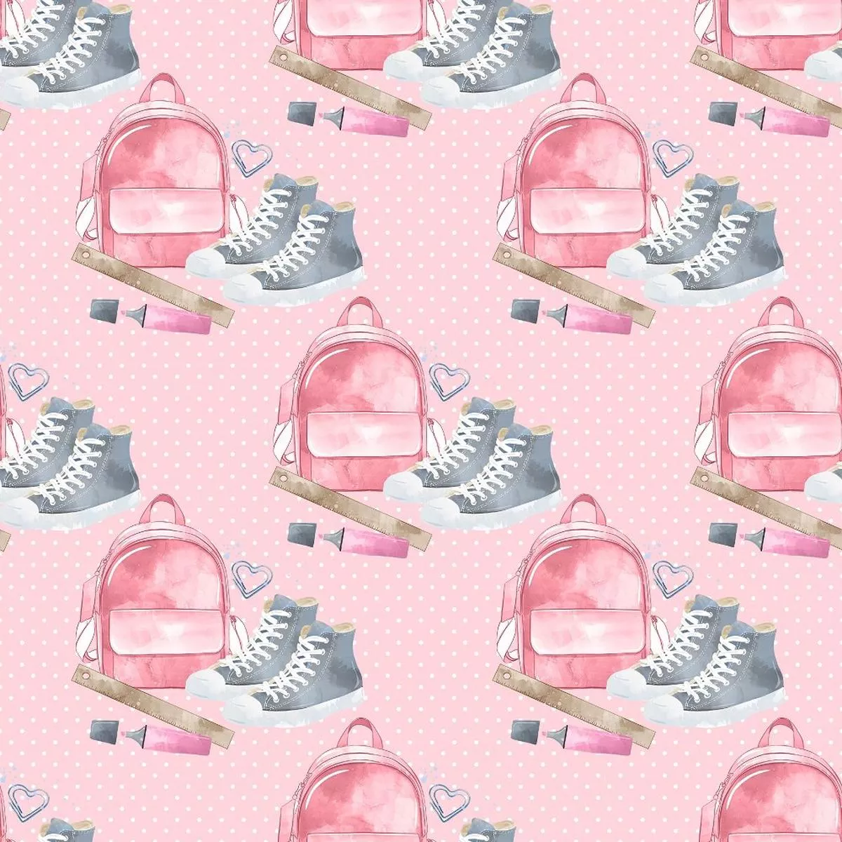 school-supply-bundle-on-polka-dot-fabric-pink School Supply Bundle on Polka Dot Fabric – Pink