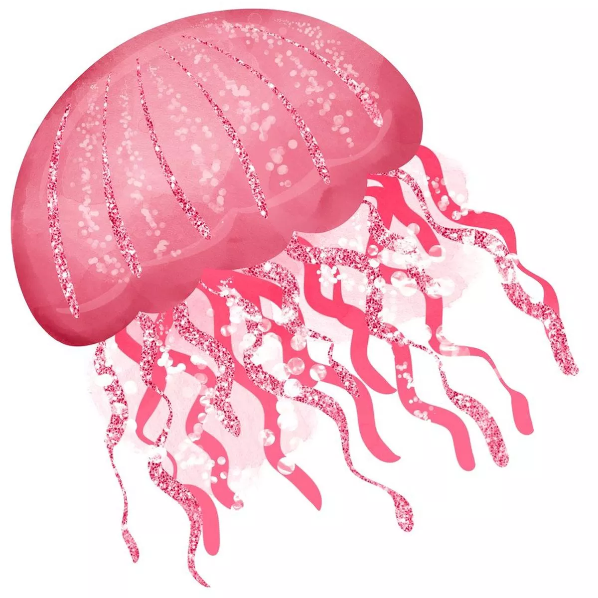 Sea Jellyfish Red Fabric Panel
