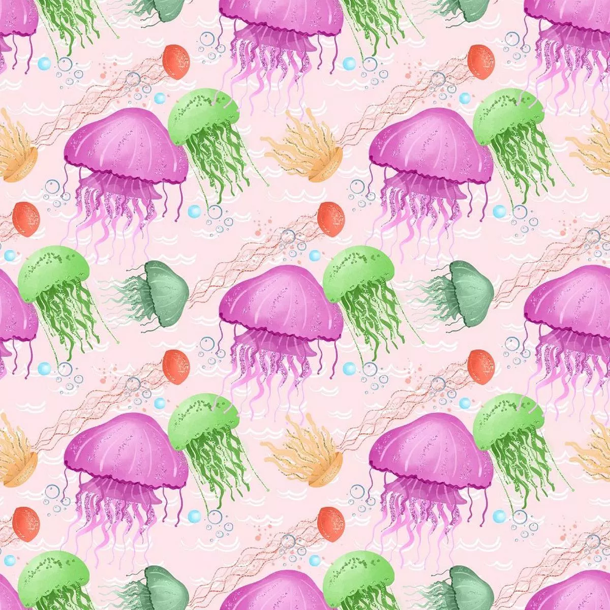 sea-jellyfish-smack-fabric-pink Sea Jellyfish Smack Fabric – Pink