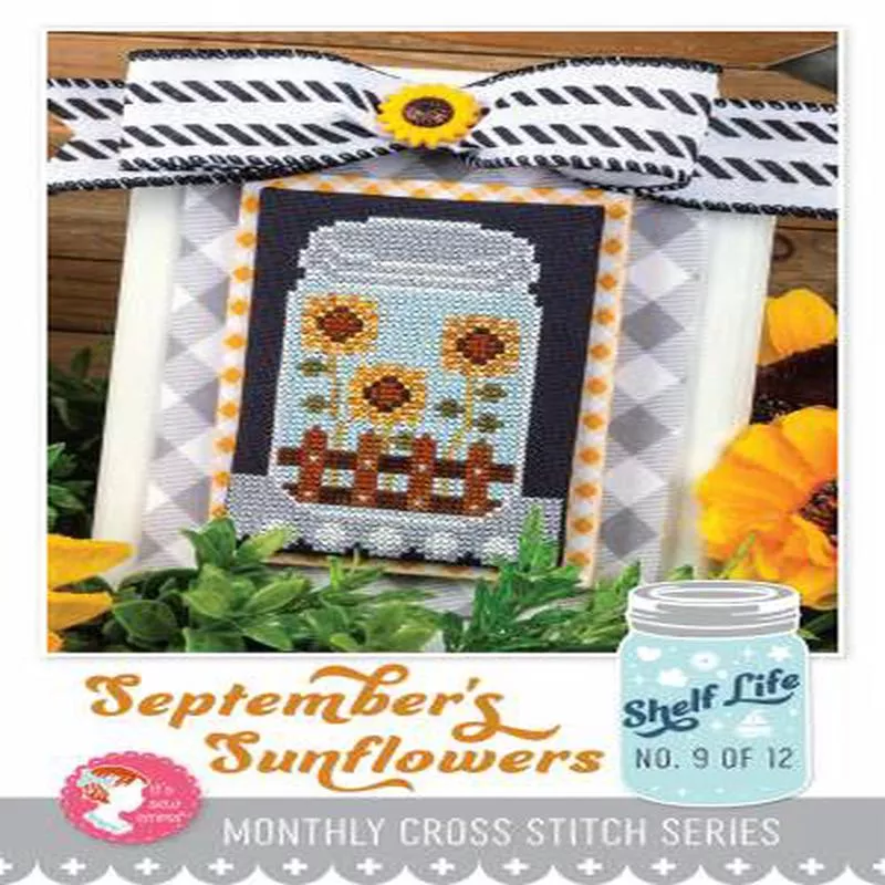 September’s Sunflowers Shelf Life Cross Stitch Pattern
