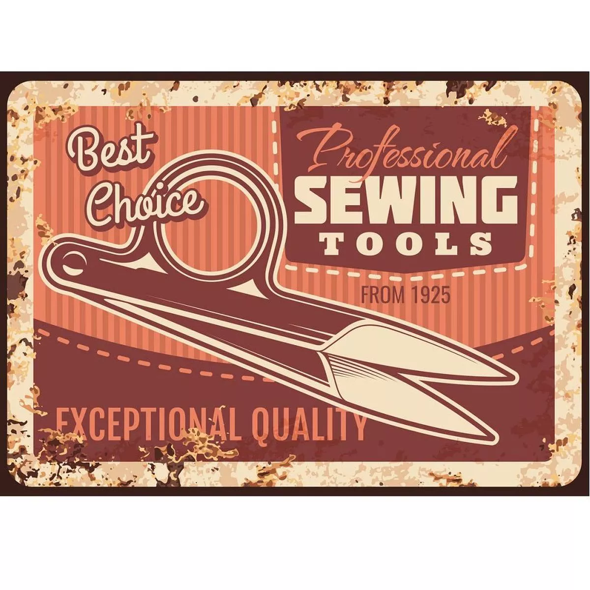 Sewing Tools Retro Sign Fabric Panel