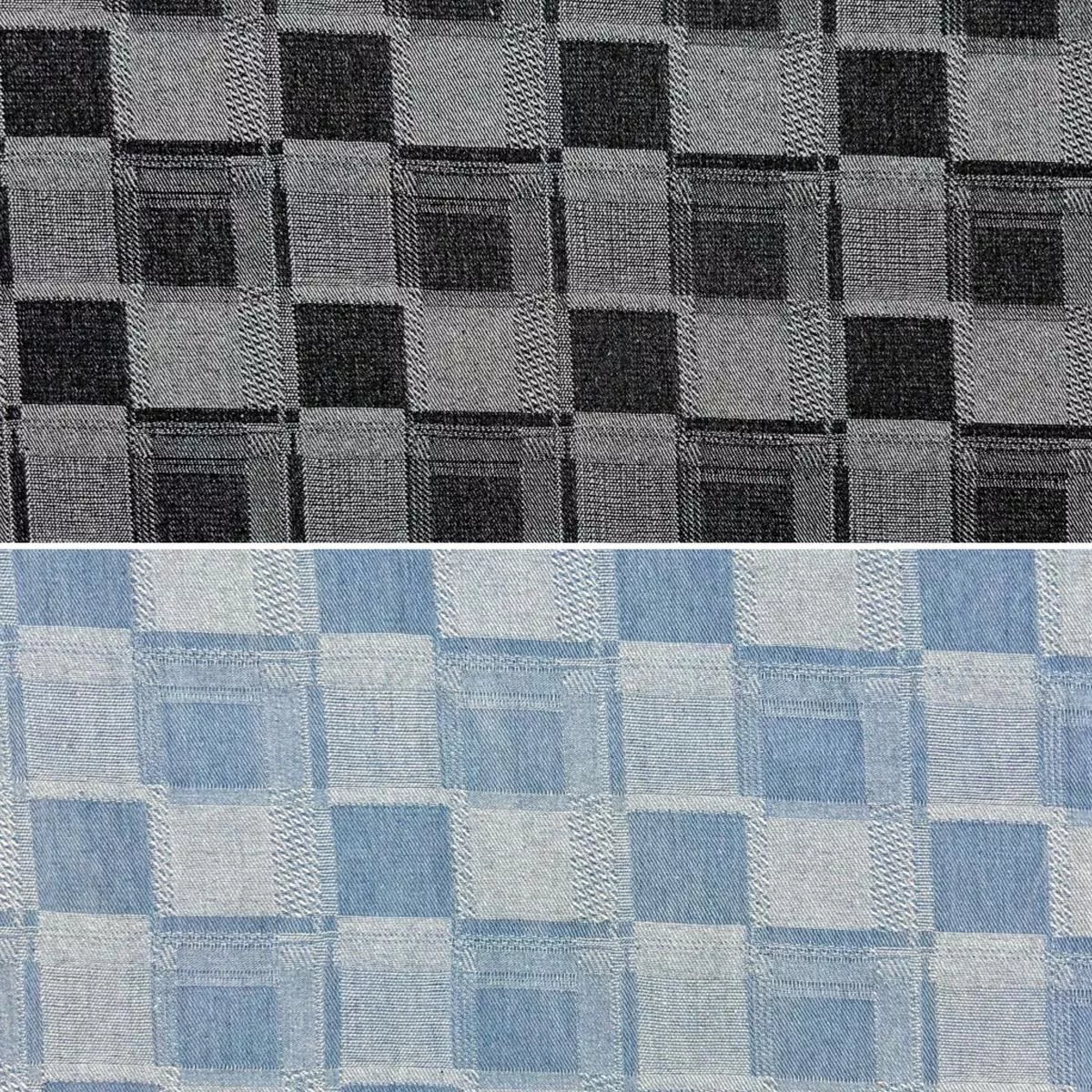 Shadow Check Jacquard Denim Fabric