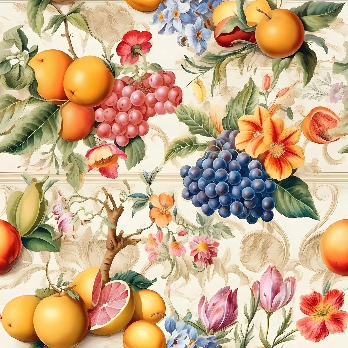 Sicilian Garden Pattern 4 Quilting Cotton Fabric