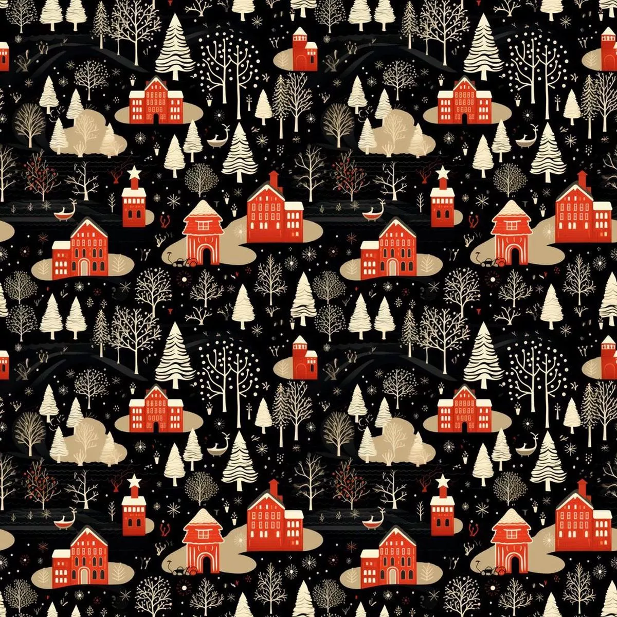 simple-christmas-village-fabric Simple Christmas Village Fabric