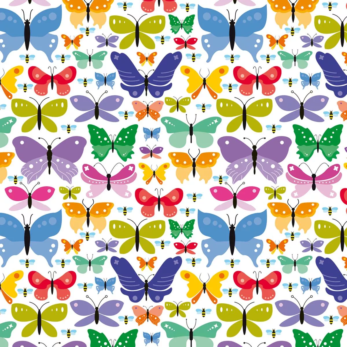 Simple Colorful Butterflies Fabric – Multi