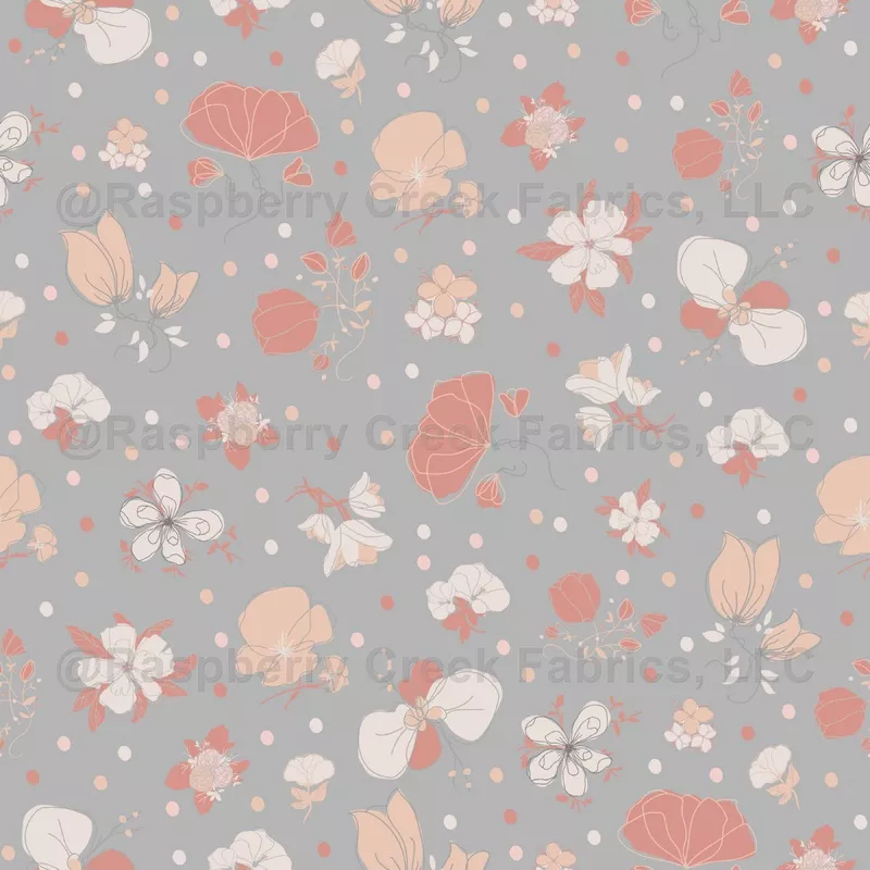 Sketched Flowers on Light Gray