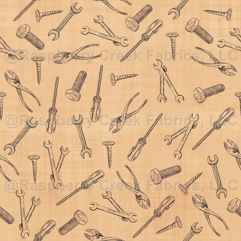 Sketched Tools on Fawn Linen – small