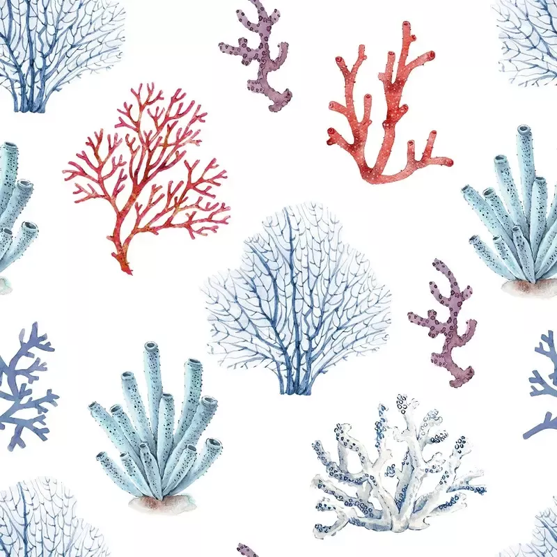 Sketched Watercolor Coral Fabric
