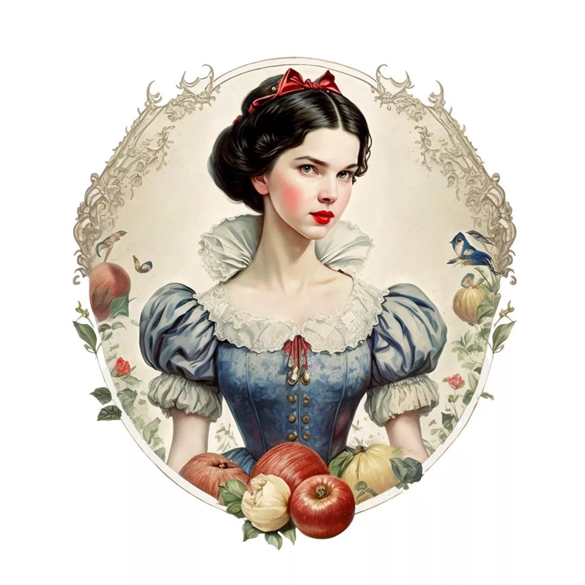 Snow White Portrait 3 Fabric Panel