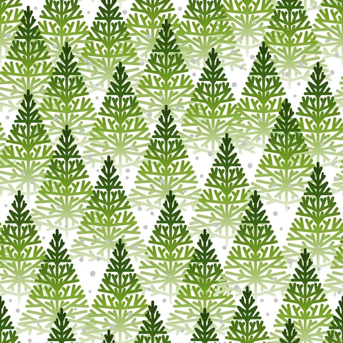 Snowy Christmas Trees Fabric – Green