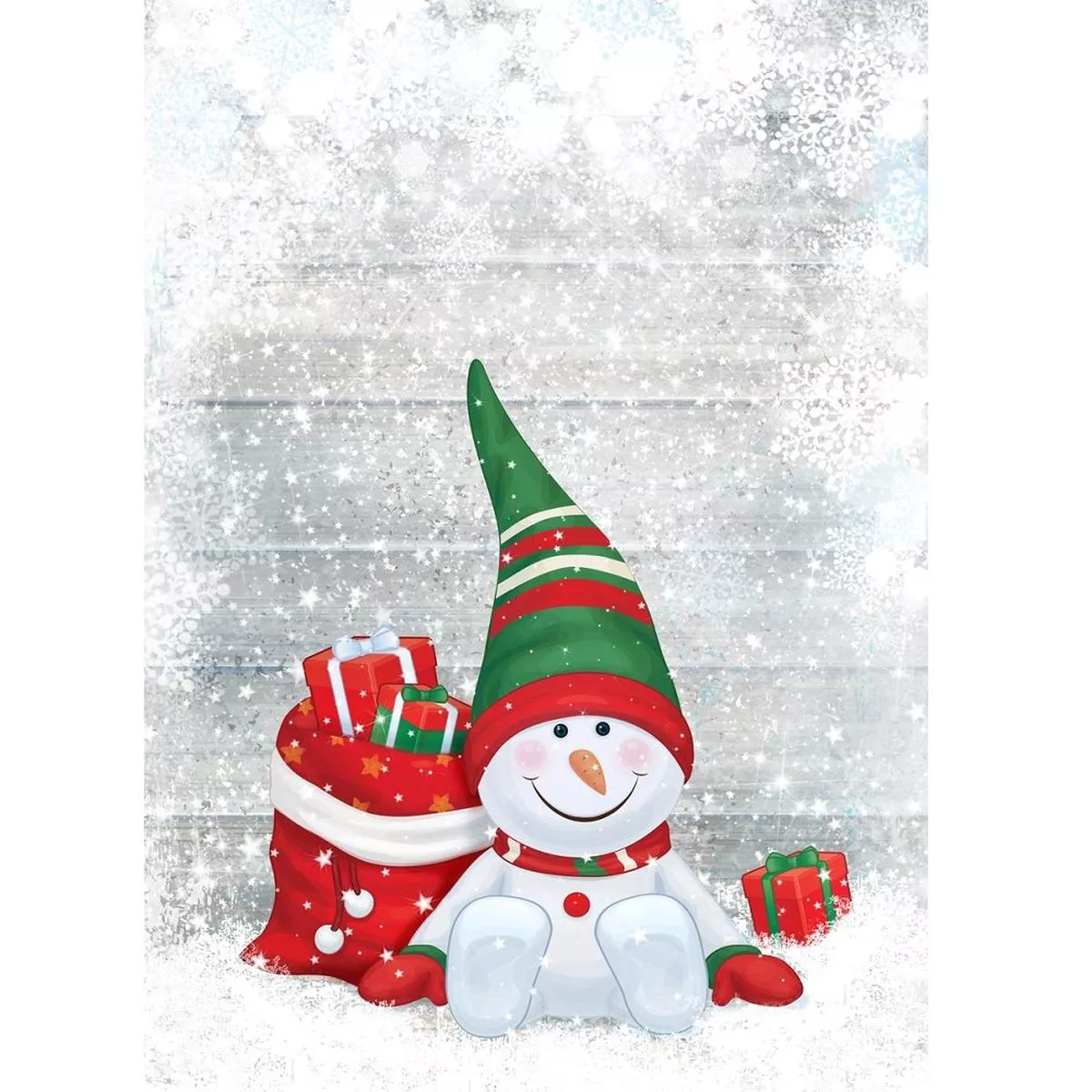 snowy-holiday-snowman-presents-fabric-panel-white Snowy Holiday Snowman & Presents Fabric Panel – White