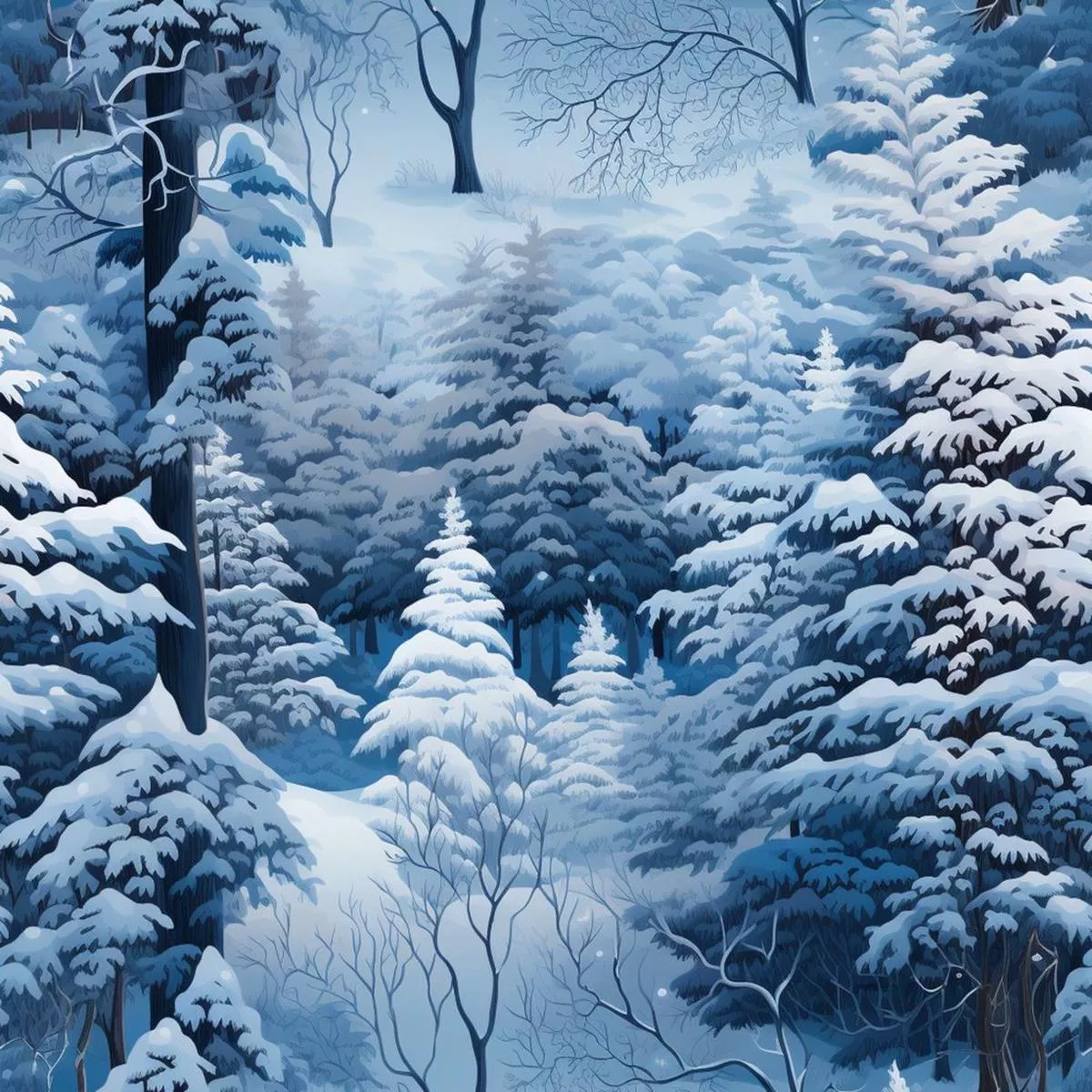 snowy-winter-forest-pattern-14-fabric Snowy Winter Forest Pattern #14 Fabric
