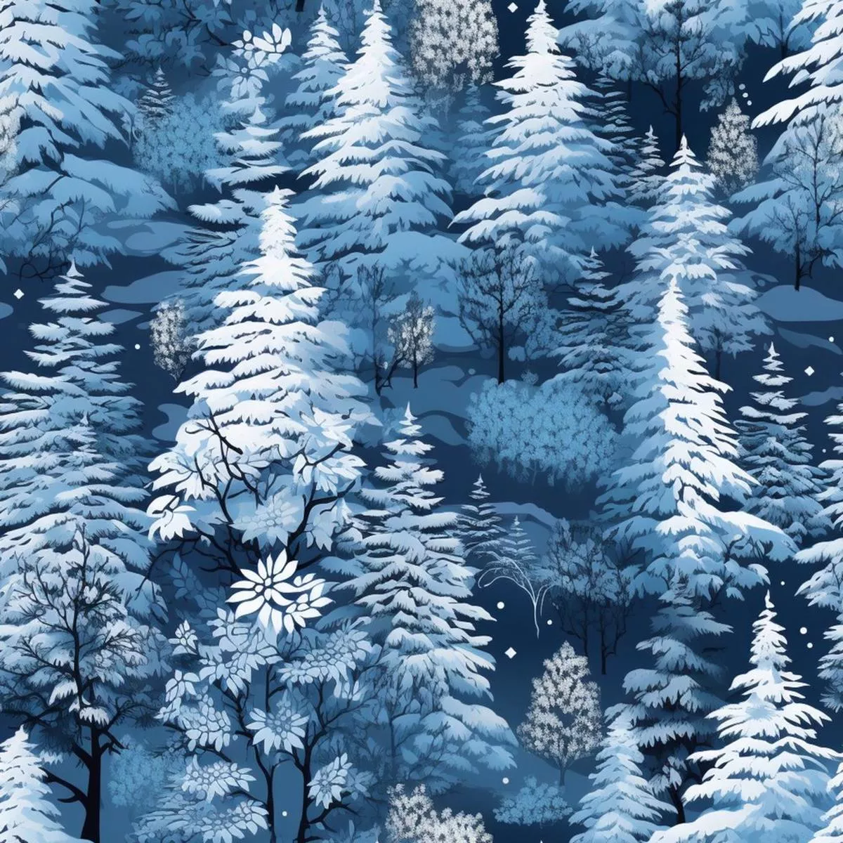 snowy-winter-forest-pattern-9-fabric Snowy Winter Forest Pattern #9 Fabric