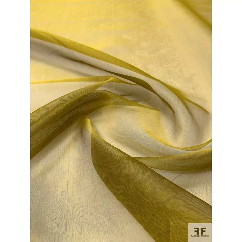 Solid Metallic Silk Organza – Antique Yellow Gold / Black