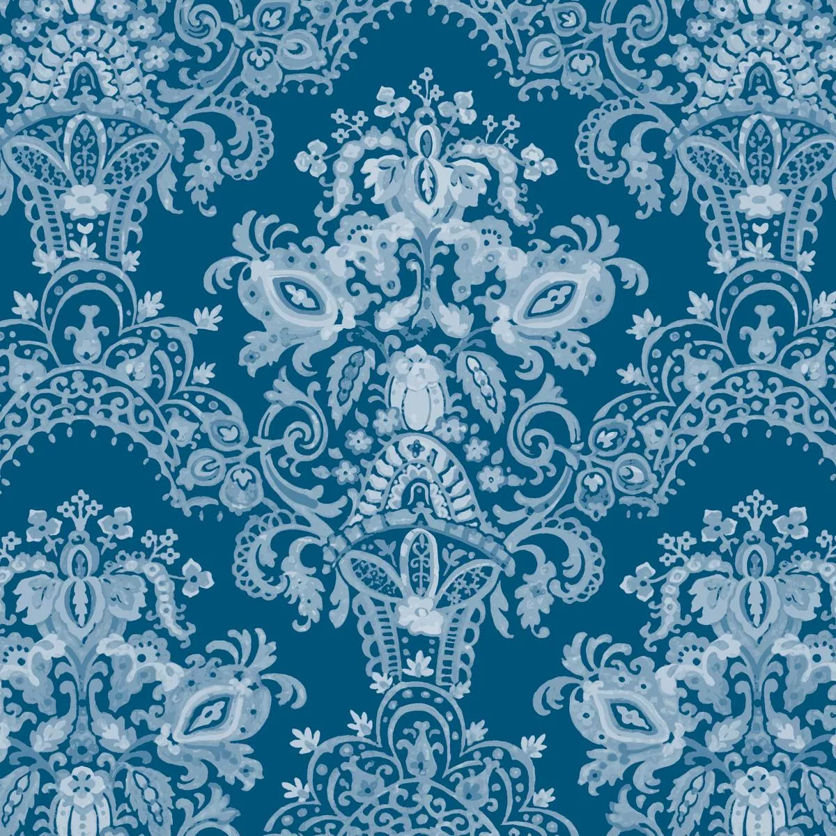 Solstice Garden on Blue Fabric