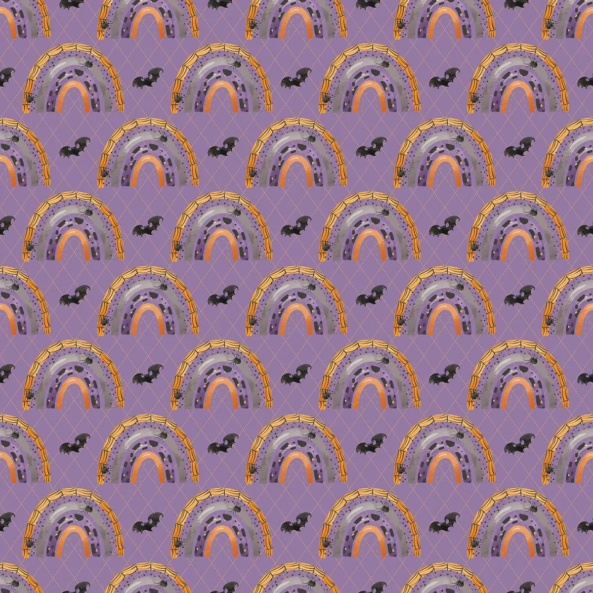 spooky-rainbows-bats-fabric-purple Spooky Rainbows & Bats Fabric – Purple
