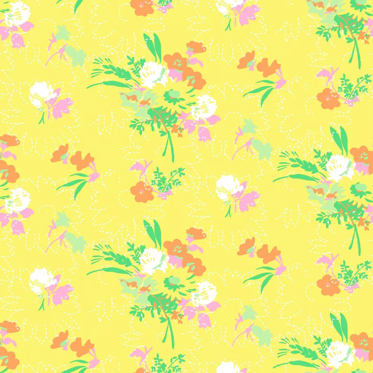 Spring Bouquet on Yellow Fabric