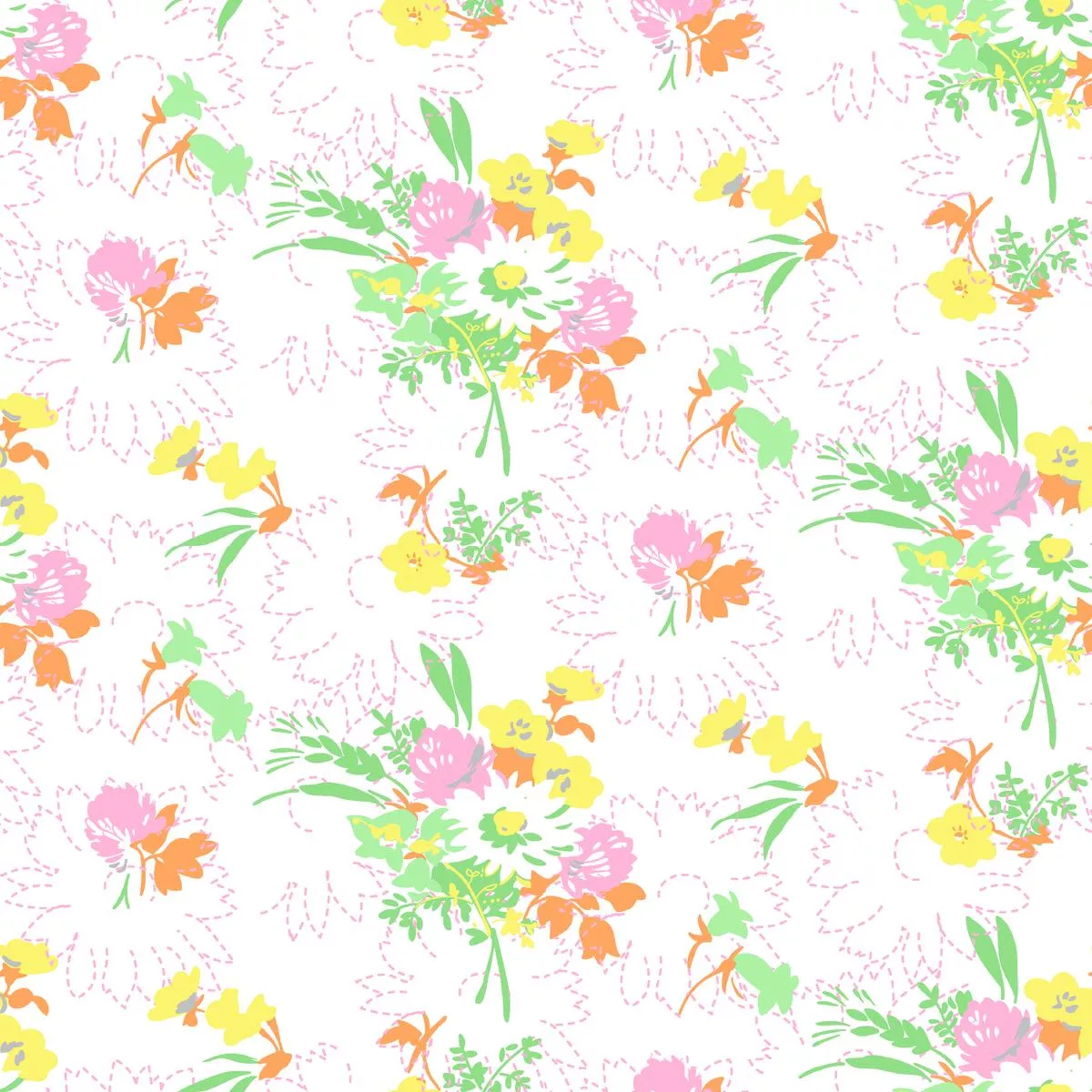 spring-bouquet-on-yellow-pink-fabric Spring Bouquet on Yellow & Pink Fabric