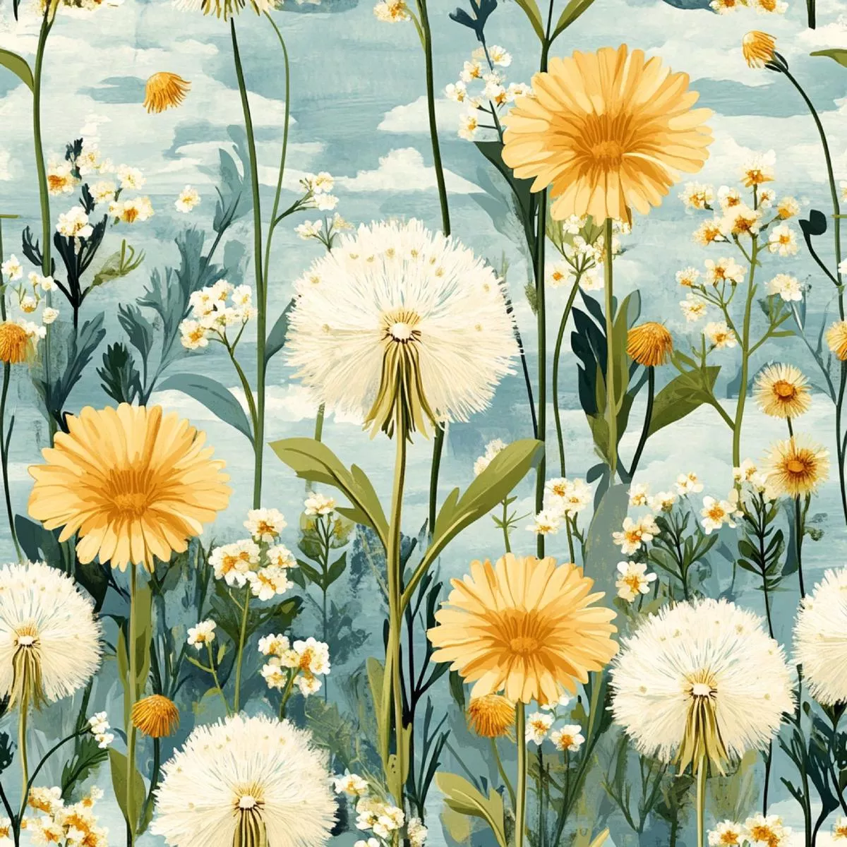 Spring Dandelions Pattern 2 Quilting Cotton Fabric
