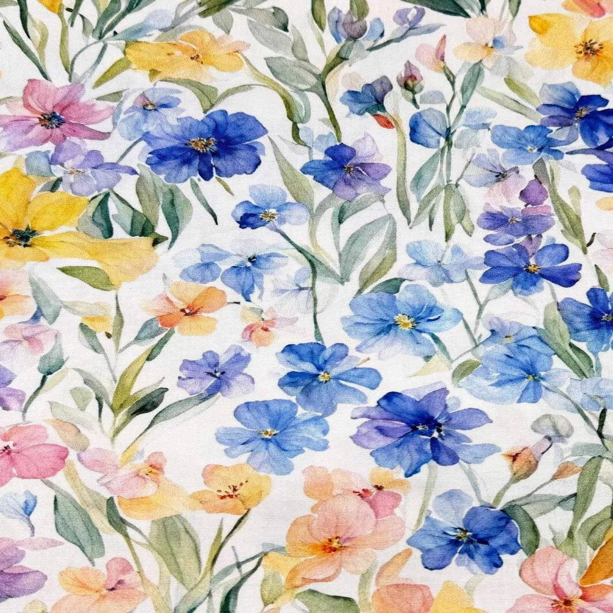 Spring Floral Stretch Poplin White / Multi