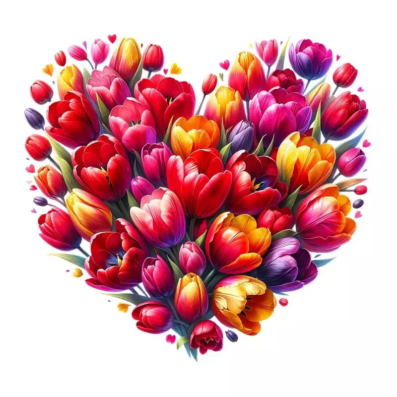 Spring Heart Flowers #6 Fabric Panel