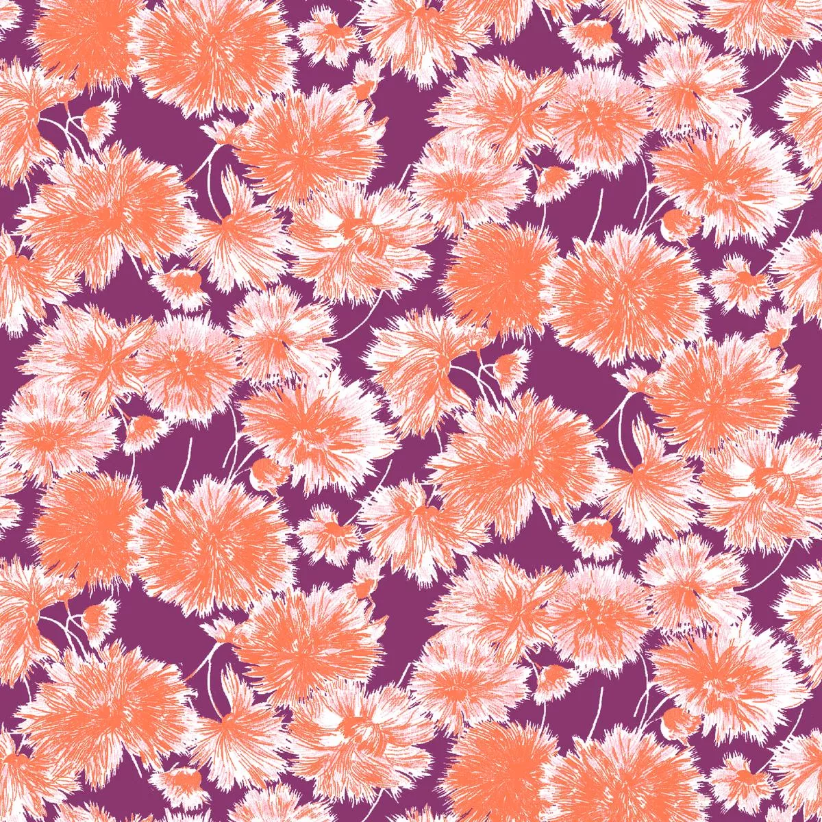 sprout-parade-coral-purple-fabric Sprout Parade, Coral Purple Fabric