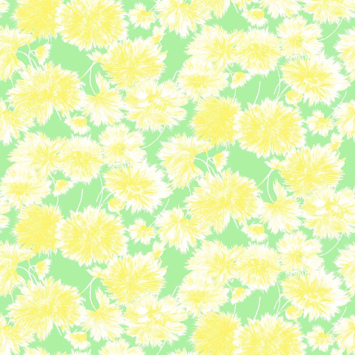 sprout-parade-on-green-yellow-fabric Sprout Parade on Green & Yellow Fabric