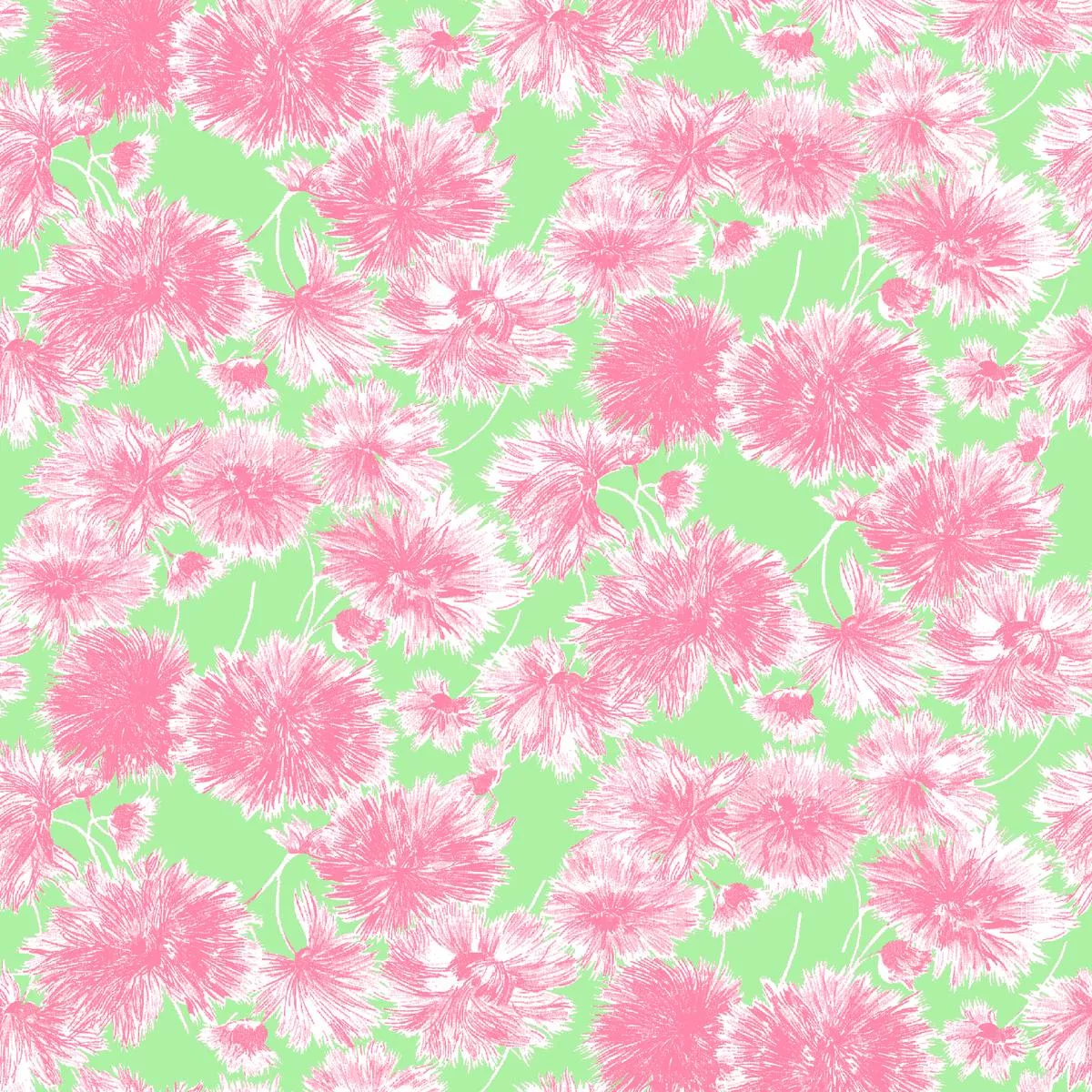 Sprout Parade on Pink & Lime Green Fabric