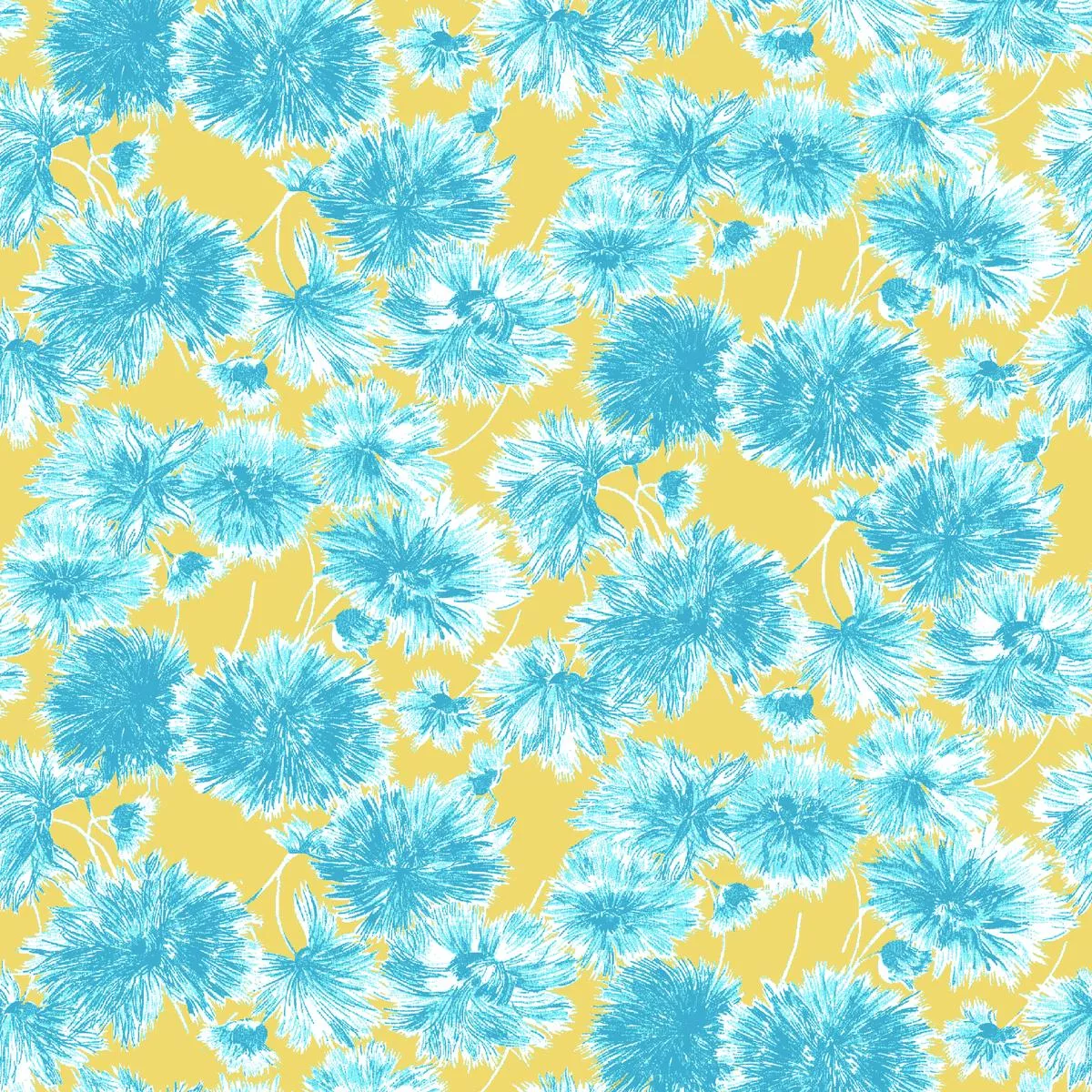 Sprout Parade on Turquoise & Gold Fabric
